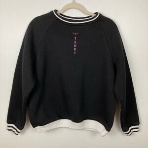 Tsuki Unisex S Black Moon Thick Oversized Sweatshirt Varsity Minimal Streetwear